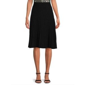 T Tahari Midi Gradated Black Pleated Women's Ribbed 54% Acrylic Skirt Sz L